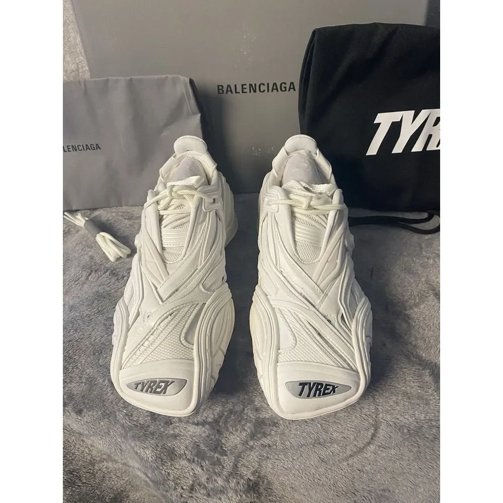 Balenciaga White Rubber and Mesh Tyrex Sneakers Monochrome Size  EU 38/US 7.5